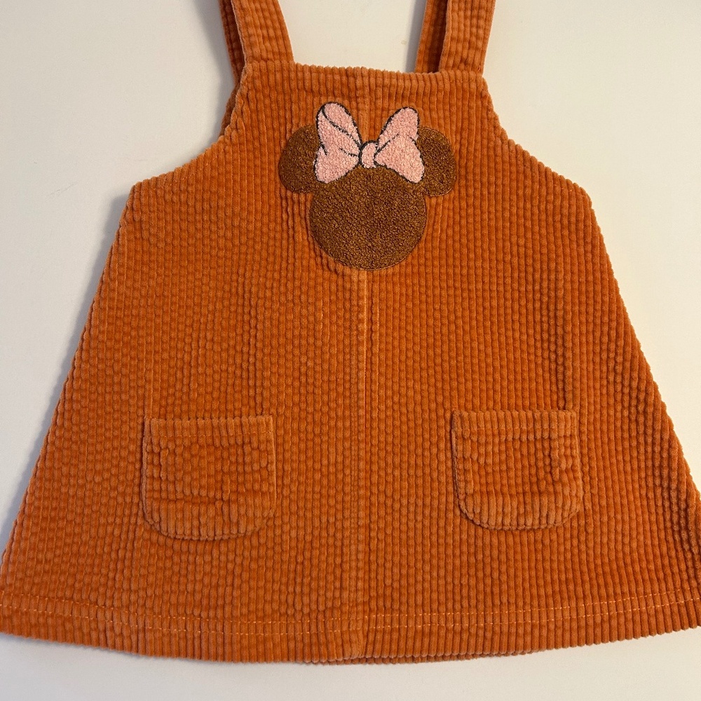Disney Minnie Mouse Orange Corduroy Dress for Babies Size 9M Kidcore!